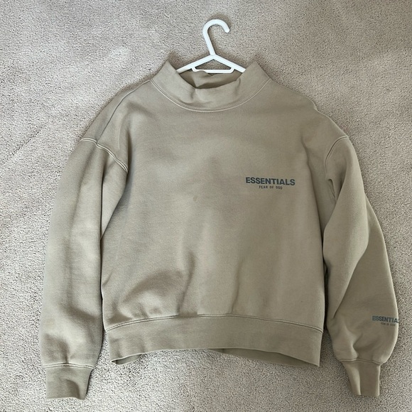FEAR OF GOD ESSENTIALS BEIGE MOCK NECK SWEATSHIRT - Picture 1 of 6